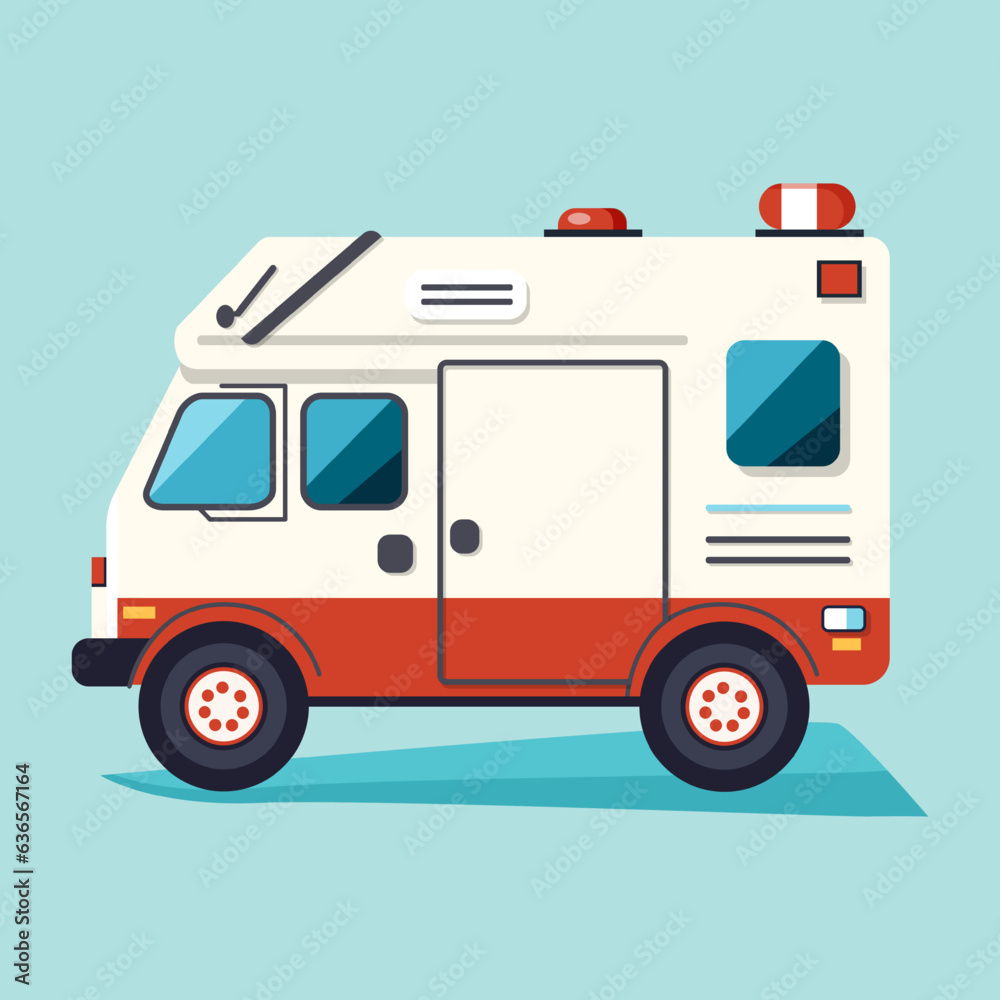 Ambulance car in flat style. Emergency ambulance vector illustration. Medical vehicle.