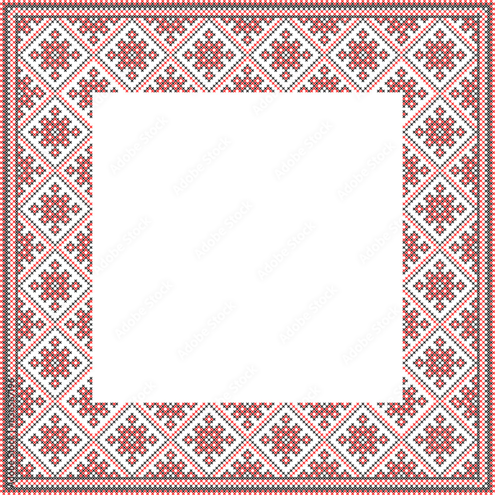 Vector illustration of Ukrainian ornament in ethnic style, identity, vyshyvanka, embroidery for print clothes, websites, banners. Background. Frame for text Vector illustration of Ukrainian ornament in ethnic style, identity, vyshyvanka, embroidery for print clothes, websites, banners. Background. Frame for text