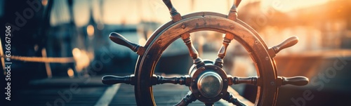 Steering wheel on  ship