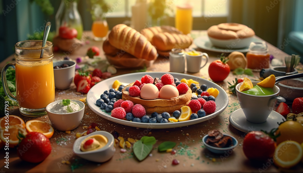 Healthy breakfast photoshoot, creative and delicious concept.