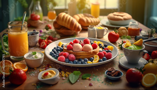 Healthy breakfast photoshoot, creative and delicious concept.