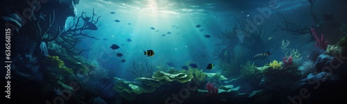 Underwater diving background photo