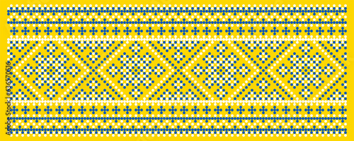 Vector illustration of Ukrainian ornament in ethnic style, identity, vyshyvanka, embroidery for print clothes, websites, banners