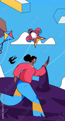 Vector internet operation illustration of people exercising and running healthy
