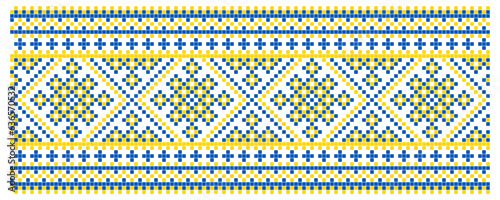 Vector illustration of Ukrainian ornament in ethnic style, identity, vyshyvanka, embroidery for print clothes, websites, banners