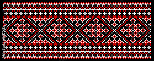 Vector illustration of Ukrainian ornament in ethnic style, identity, vyshyvanka, embroidery for print clothes, websites, banners