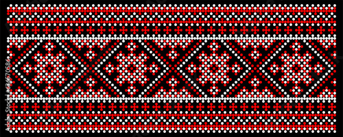 Vector illustration of Ukrainian ornament in ethnic style, identity, vyshyvanka, embroidery for print clothes, websites, banners