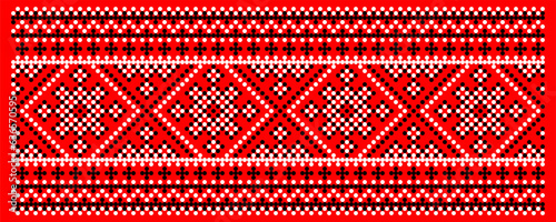 Vector illustration of Ukrainian ornament in ethnic style, identity, vyshyvanka, embroidery for print clothes, websites, banners