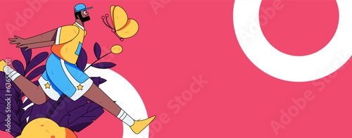Vector internet operation illustration of people exercising and running healthy
