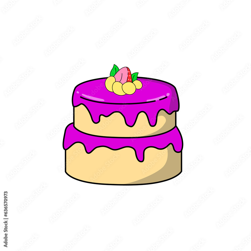 Strawberry cake with fruit decoration on top Strawberry cake with fruit decoration on top