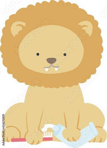 歯磨きをするライオン　デンタルケア
