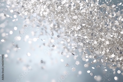 Abstract background. Silver tinsel background. Precious Dust. Splash of gems. Selective focus. Artistic blur. 3d rendering, 3d illustration. 
