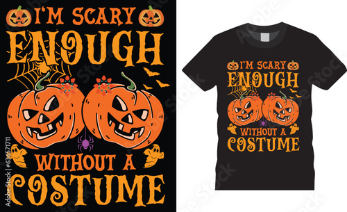 costume scary Halloween T-Shirt Design vector Graphic template.