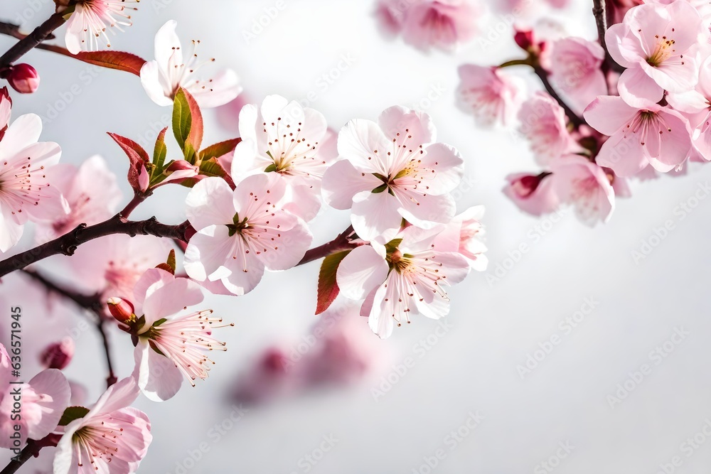 cherry blossom sakura isolated on white background with clipping path
