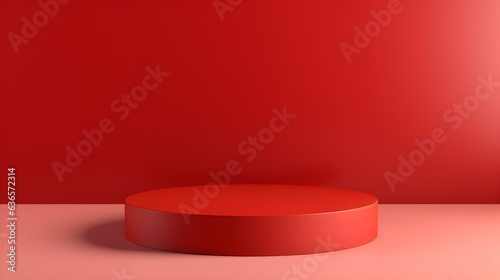 Minimalist Room with a beautiful Stage in Red Colors. Modern and Futuristic Background for Product Presentation.