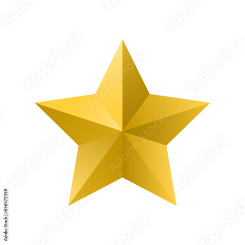 Vector 3d gold metal star isolated on white background