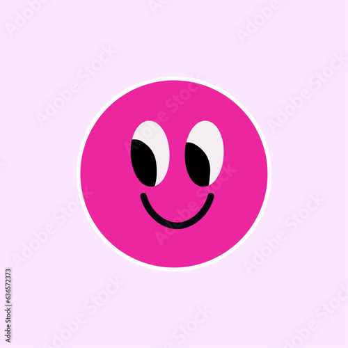 Vector a sticker template with smile face emoji isolated