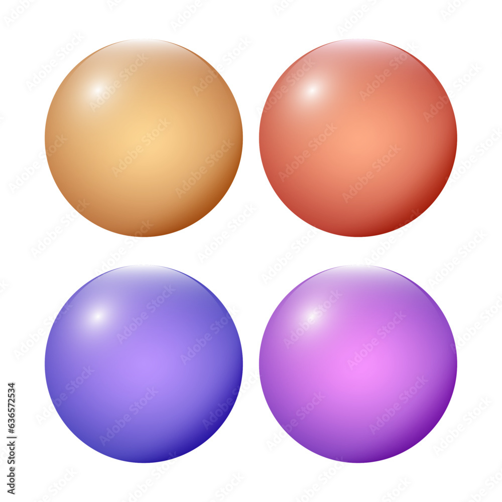 Vector colorful 3d spheres collection on white background