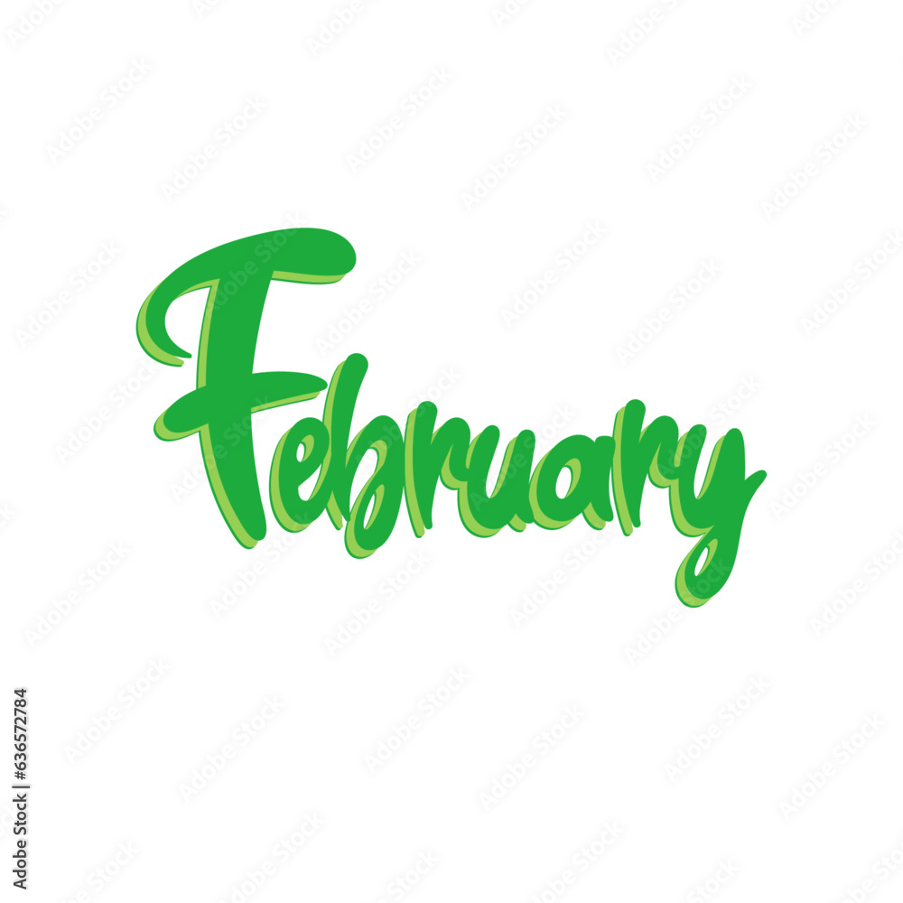 Fototapeta premium Vector handwriting vector calligraphic letter lettering winter month typography february ink illustration