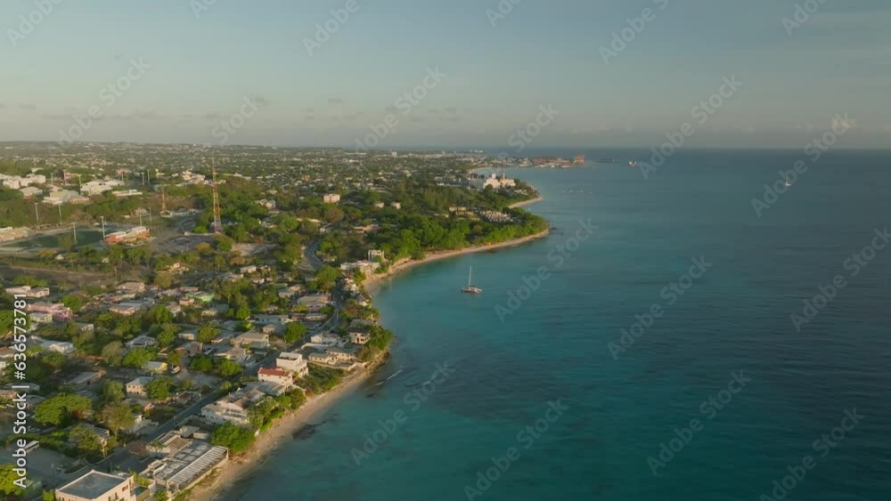 Aerial view across parish of Saint James, Bridgetown in background Aerial view across parish of Saint James, Bridgetown in background