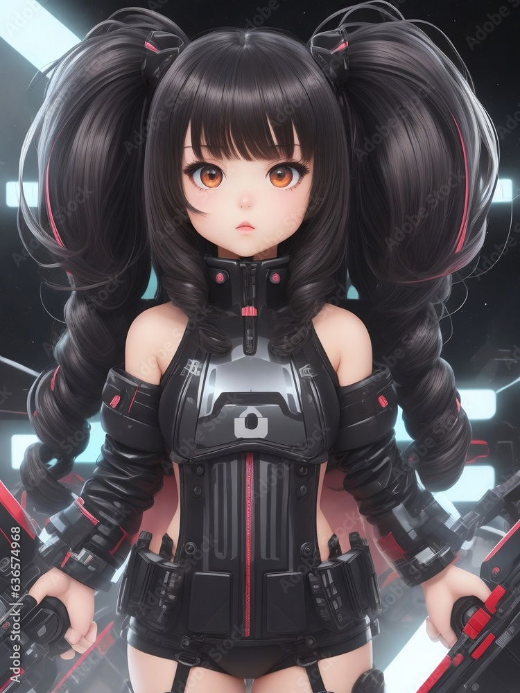 Naklejka premium Chibi Robo Elegance: The Magnificent Plastic Android