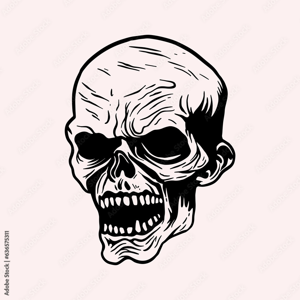 Obraz premium Zombie skull vector mascot 