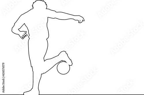 A soccer football player line design with silhouette outline of a footballer