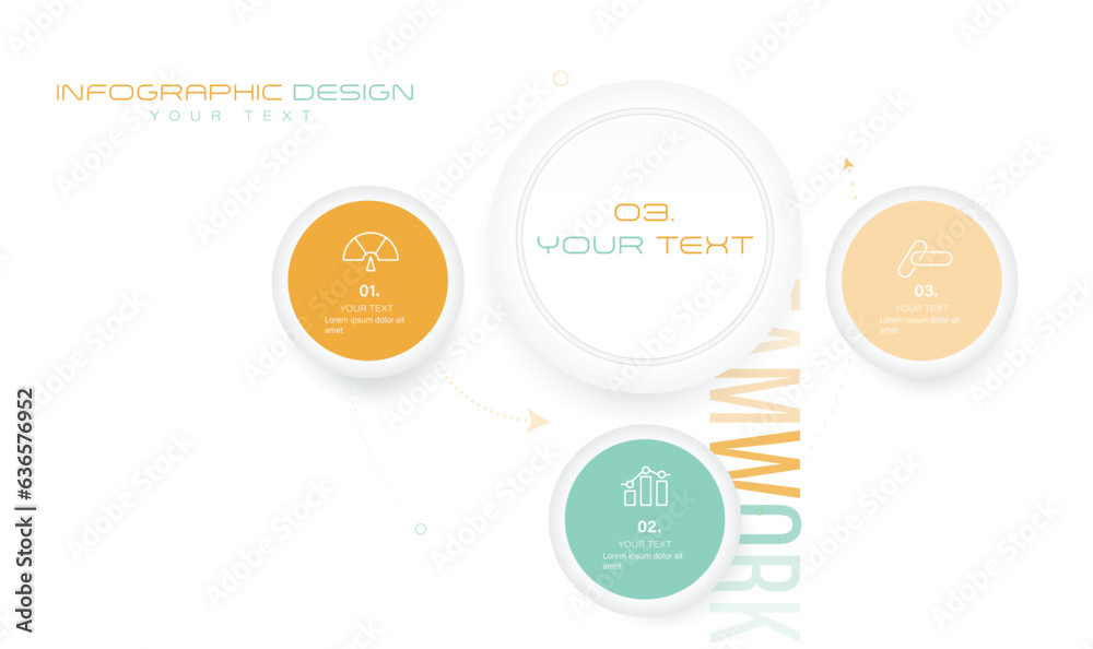Vecteur Stock Infographic 3 Steps Modern Mind map diagram with Icons ...