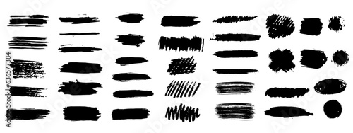 Grungy brushes collection. Brush stroke paint boxes on white background - stock vector. Black set paint, ink brush, brush strokes, brushes, lines, frames, box, grungy. 