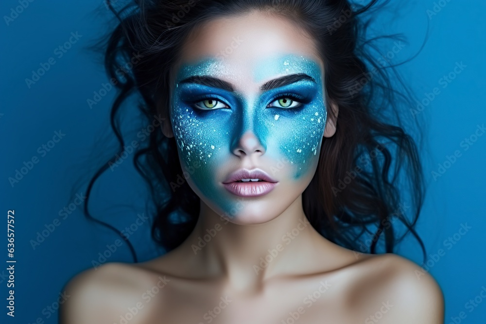 beautiful young model with creative makeup posing for the camera
