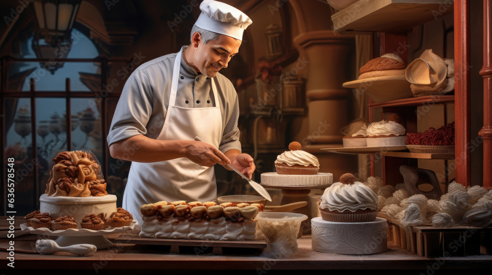 baker with bakery baker with bakery