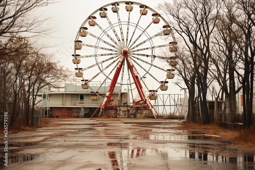abandoned Ferris wheel in park