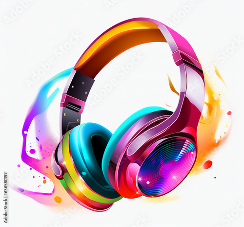 abstract music background with headphones