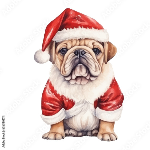 Christmas dog watercolor illustration, generative AI © VALUEINVESTOR