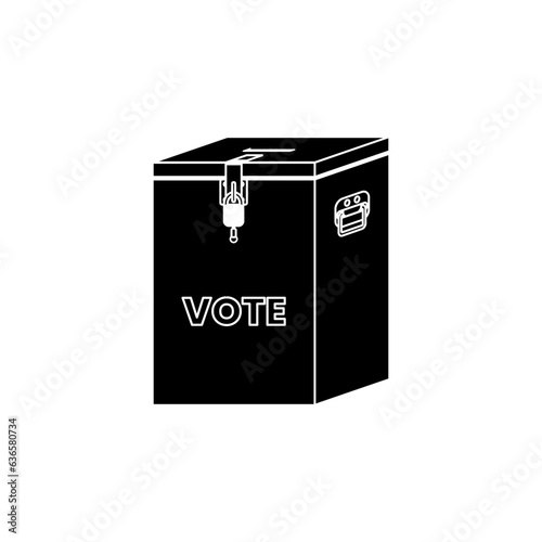 Ballot box or vote box in black fill icon style. Vector illustration of election and voting design element in trendy style. Editable graphic resources for many purposes.