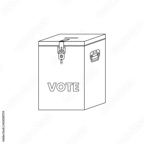 Ballot box or vote box in outline icon style. Vector illustration of election and voting design element in trendy style. Editable graphic resources for many purposes.