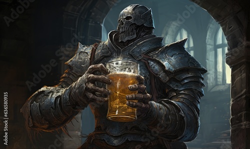 Fotografia Photo of a medieval knight enjoying a drink