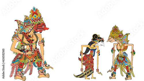 Vector illustration, modification of wayang kulit purwa, character of Ramayana, Generative AI photo