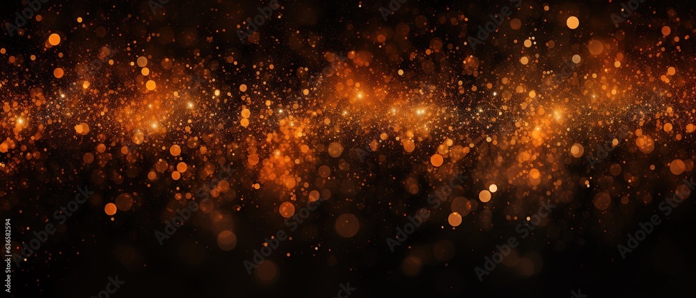 Abstract Halloween or Thanksgiving party invitation with glitter and sparkles on orange and black background. Generative AI - obrazy, fototapety, plakaty 