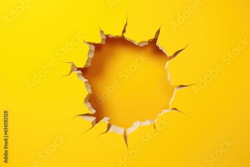 Big paper hole in center of yellow background