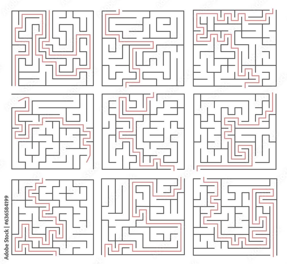 Labyrinth with entrance and exit. A game that develops a labyrinth. Children's labyrinth. Vector illustration.