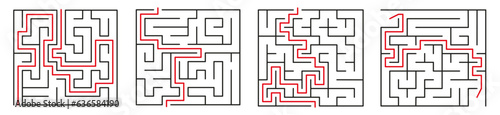 Labyrinth. Black square maze. Vector labyrinth of low or medium complexity.