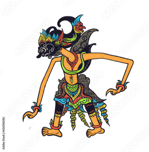 Vector illustration, modification of wayang kulit purwa, character of Gatotkaca, Generative AI photo