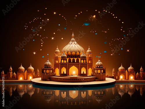Happy Diwali festival of lights holiday celebration background, illustration design
