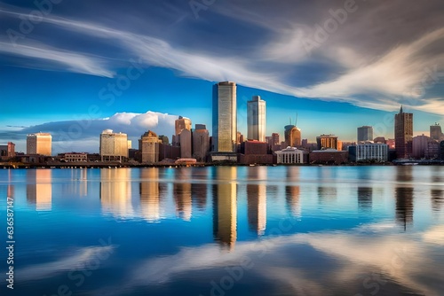 Skyline in spring viewed from across the river © Pretty Panda