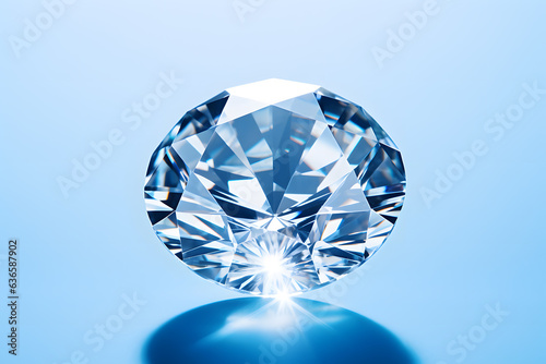 Diamond gem photo realistic illustration  light white and sky-blue colors