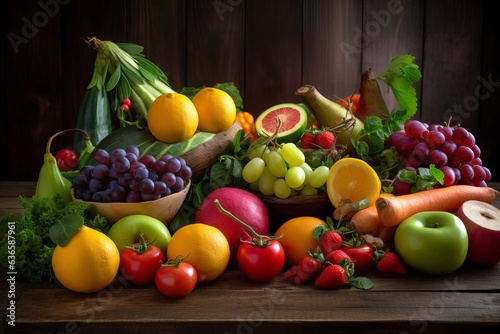 a colorful assortment of fresh fruits and vegetables on a table