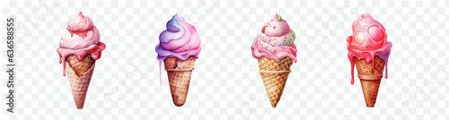 Ice cream cone watercolor isolated graphic transparent