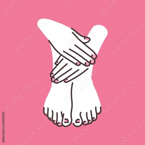 Pedicure and manicure color line illustration.
