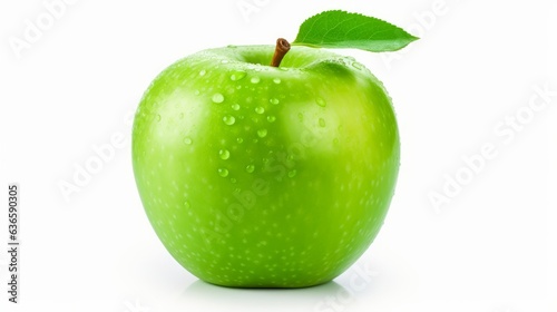 Green juicy apple isolated on white background, clipping path, full depth of field generative ai
